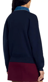 Maglione polo in denim